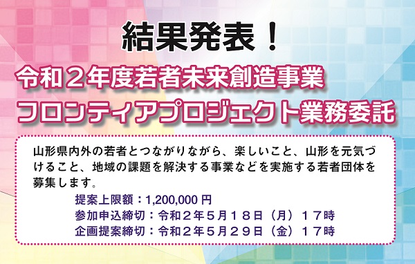 若者未来創造事業フロンティアプロジェクト 採択団体が決定しました!